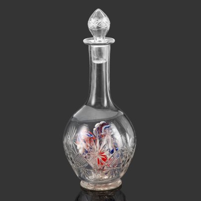 Графин (штоф) "Петух", стекло, резьба, гутная техника, Российская империя, 1900-1915 гг.