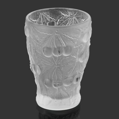 Ваза "Вишни" (Barolac), матовое стекло, пресс, Josef Inwald, Чехословакия, 1930-1940 гг.