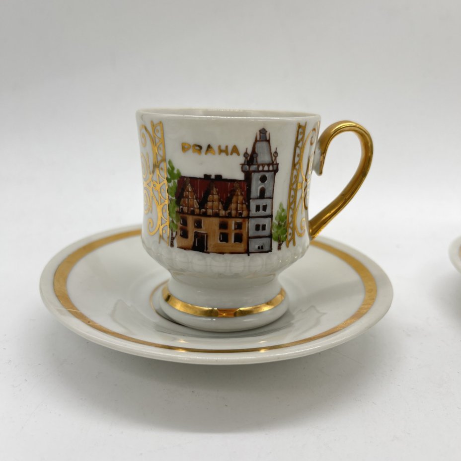 Набор из 2 кофейных пар с расписным изображением достопримечательностей Праги