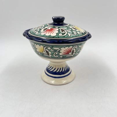 Конфетница с растительным декором, керамика, роспись, Азия, 1990-2000 гг.