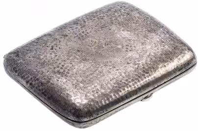 Старинный портсигар с клеймом, серебро, Великобритания, 1895-1910 гг.
