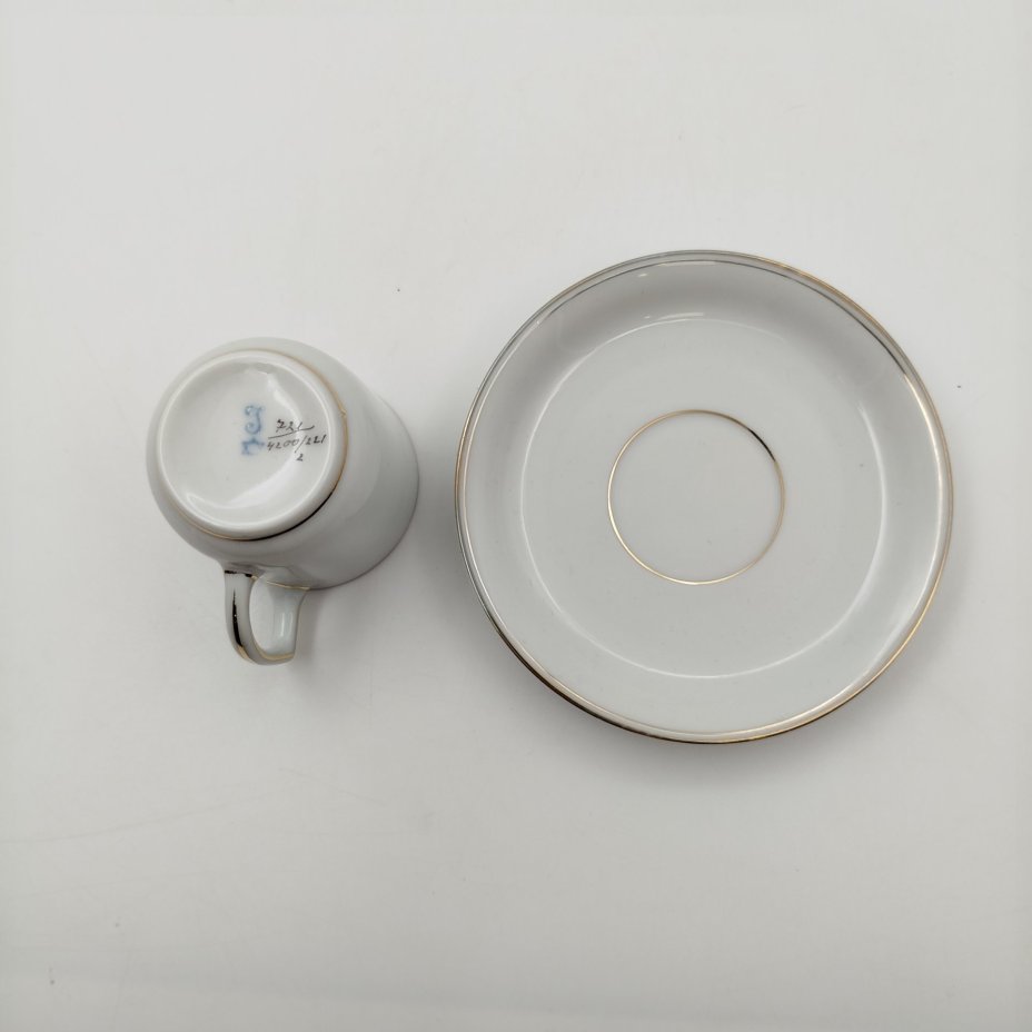 Пара кофейная с гербом города Нойштрелиц, фарфор, деколь, золочение, Heinrich Baensch, Западная Европа, 1900-1930 гг.