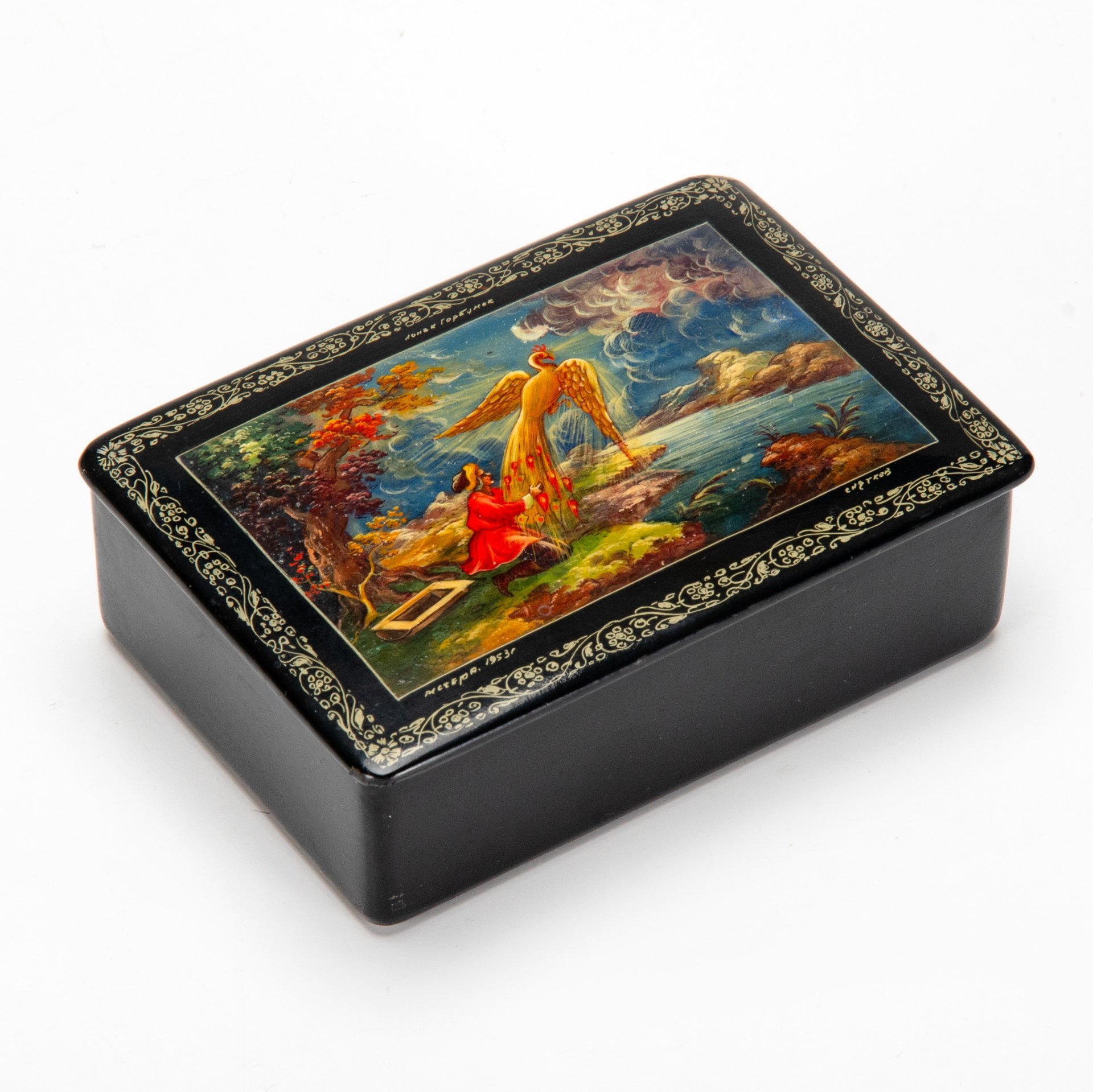 Шкатулка "Конёк-Горбунок", художник П.И. Снятков, папье-маше, роспись, лак, Завод «Мстерский ювелир», СССР, 1953 г., Завод «Мстерский ювелир»