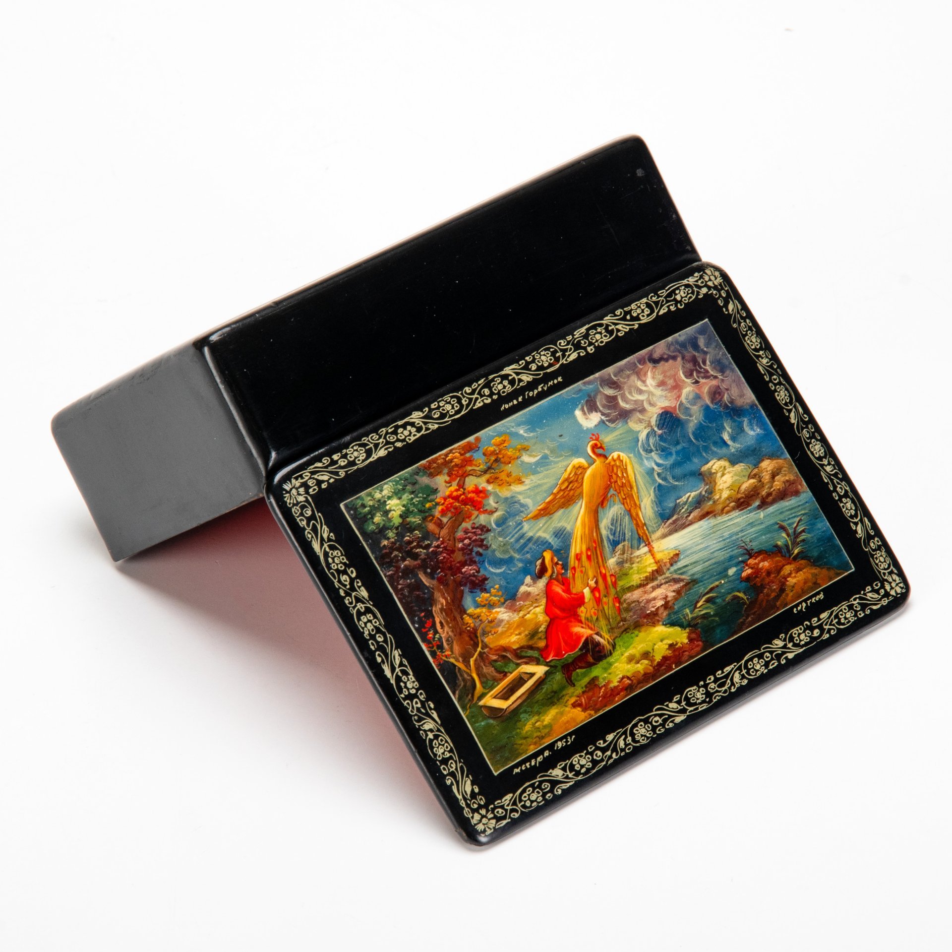 Шкатулка "Конёк-Горбунок", художник П.И. Снятков, папье-маше, роспись, лак, Завод «Мстерский ювелир», СССР, 1953 г., Завод «Мстерский ювелир»