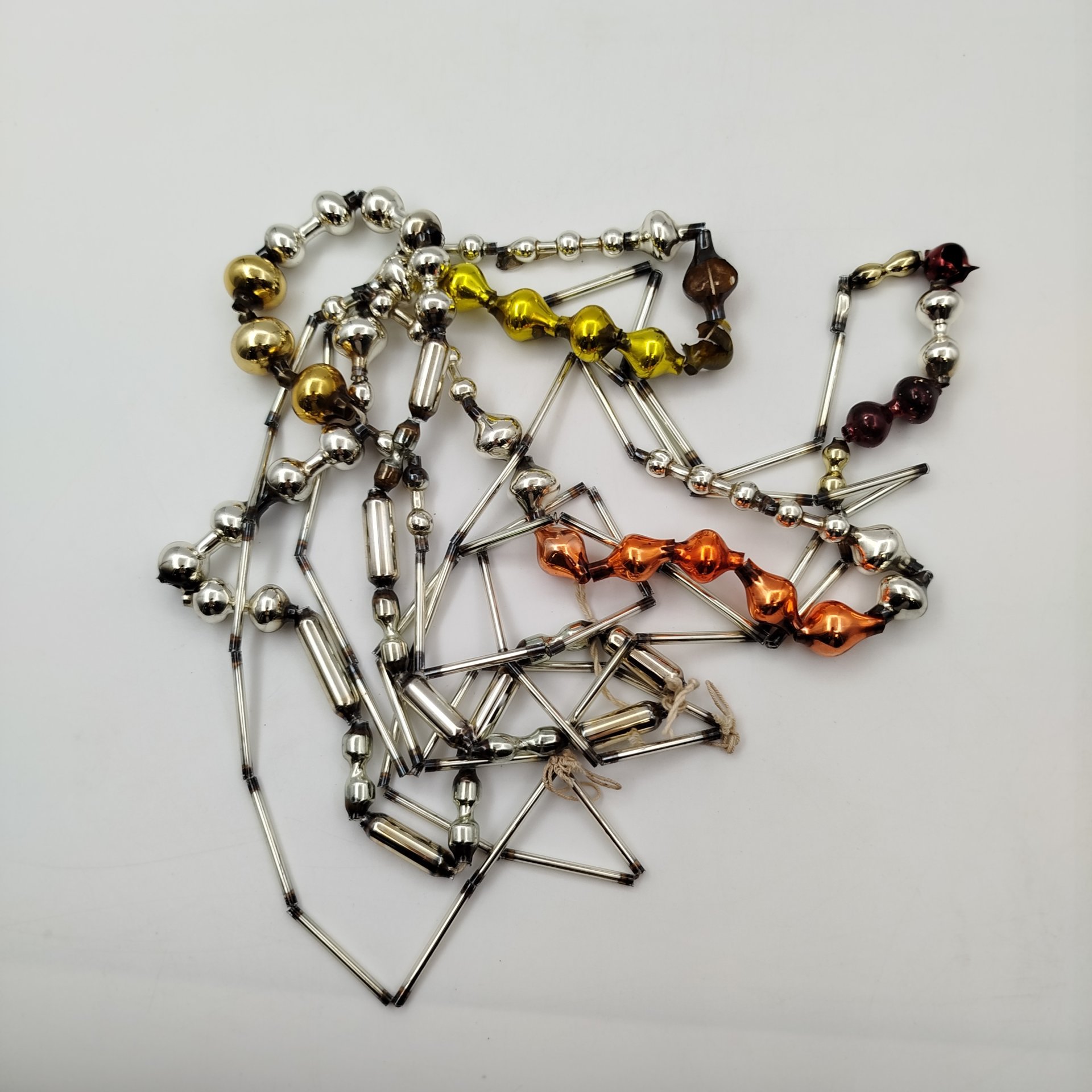 Новогодние игрушки "Бусы" ("Гирлянды"), 4 шт., стекло, краска, металл, СССР, 1950-1980 гг.