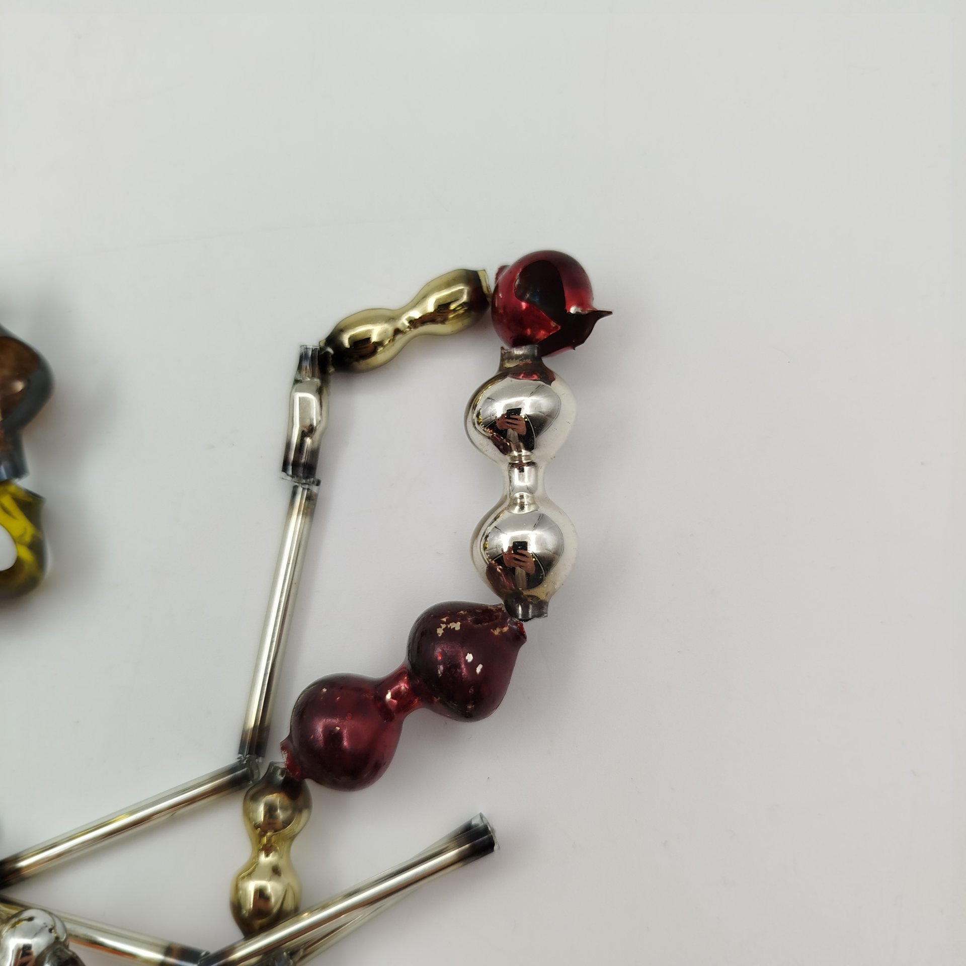 Новогодние игрушки "Бусы" ("Гирлянды"), 4 шт., стекло, краска, металл, СССР, 1950-1980 гг.