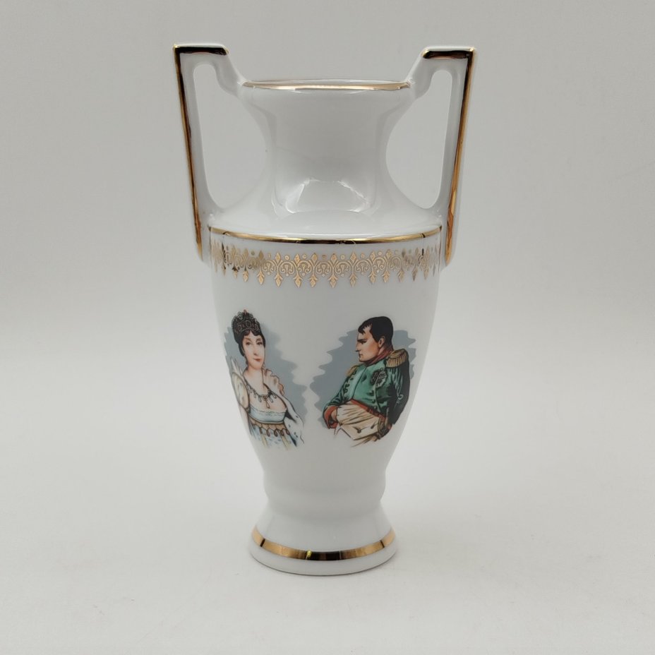 Ваза миниатюрная "Наполеон и Жозефина", Porcelaine De Luxe, фарфор, деколь, золочение, Франция, 1970-1990 гг.