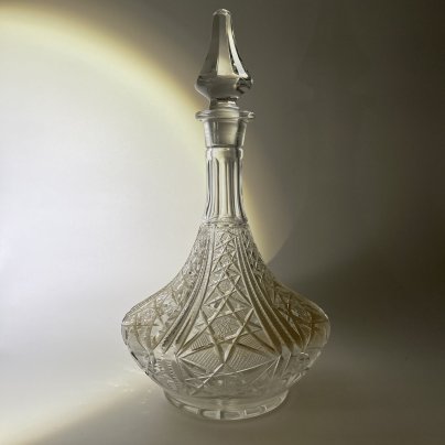 Графин для вина "Морской", хрусталь, алмазная грань, Гусевской хрустальный завод (Гусь-Хрустальный), СССР, 1970-1990 гг.