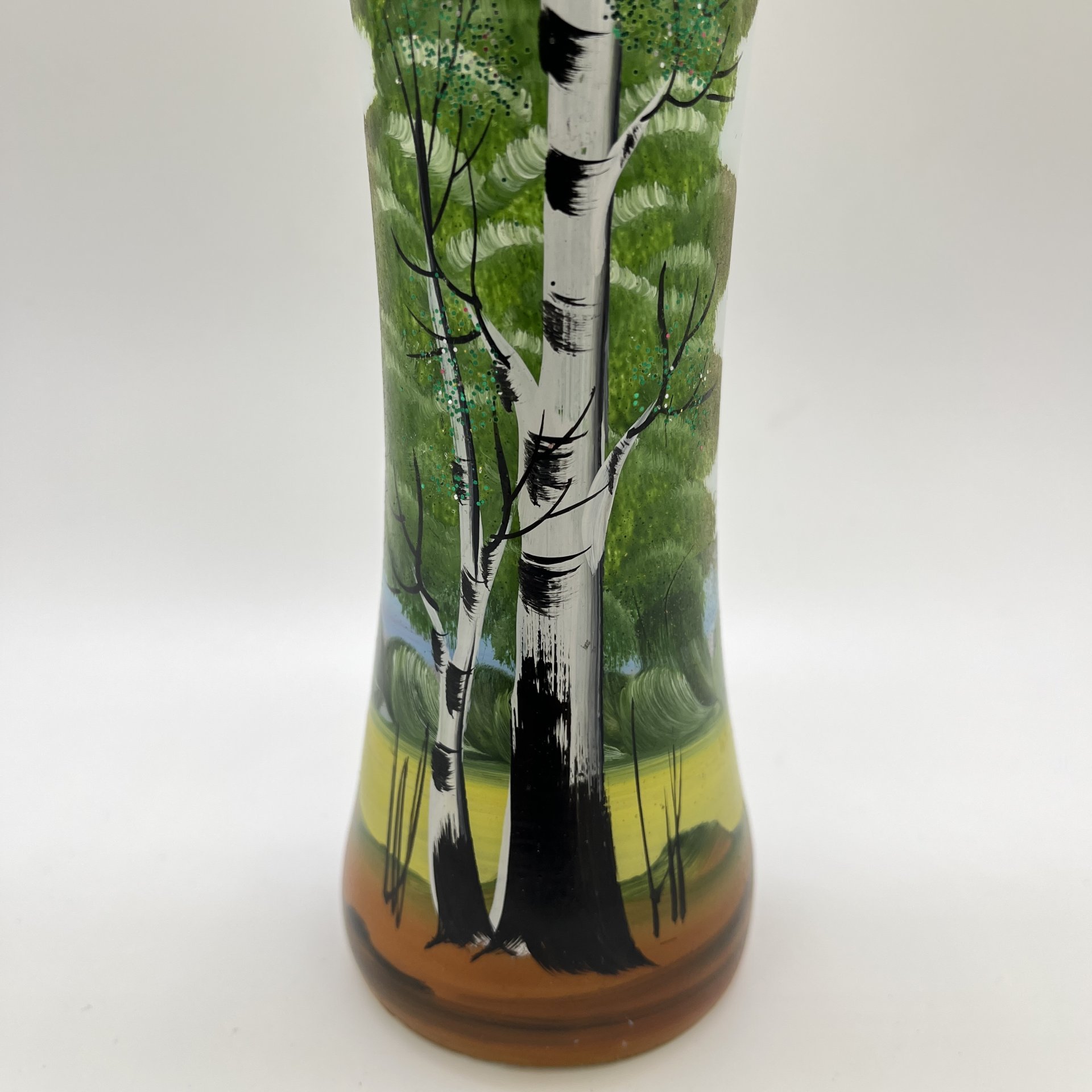 Ваза с изображением березы, стекло, роспись, Россия, 2010-2020 гг.