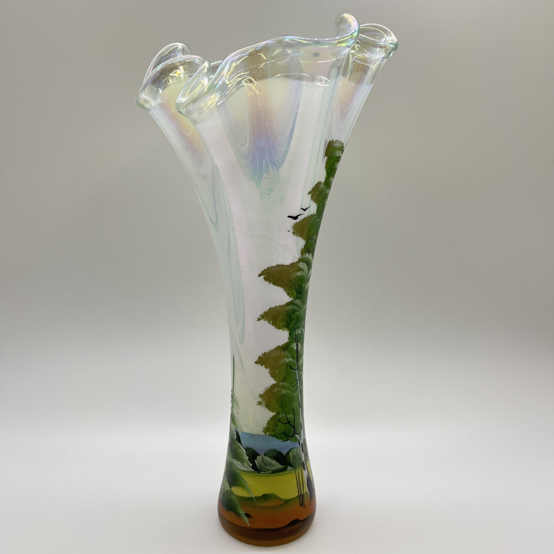 Ваза с изображением березы, стекло, роспись, Россия, 2010-2020 гг.