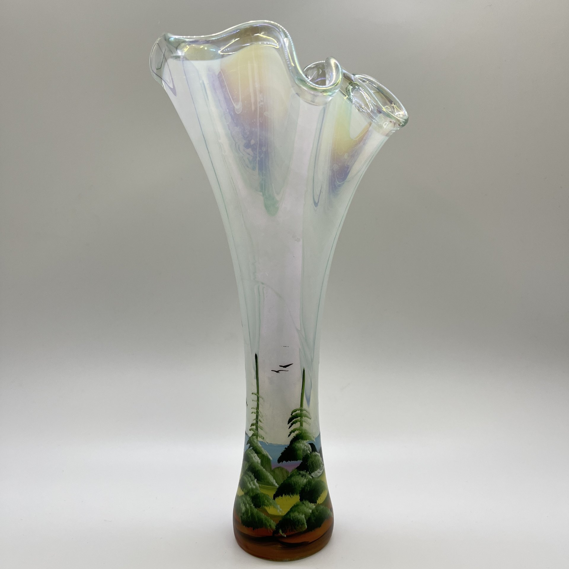 Ваза с изображением березы, стекло, роспись, Россия, 2010-2020 гг.