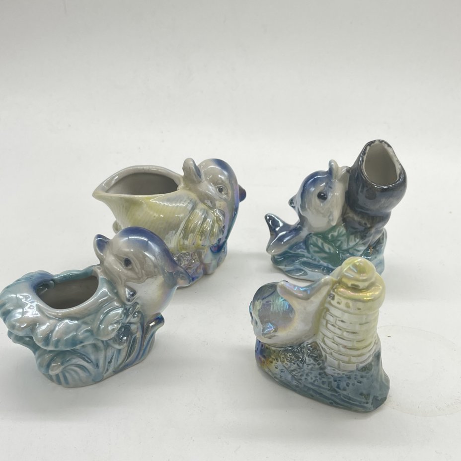 Набор из 4 статуэток "Дельфинчики" с морскими атрибутами