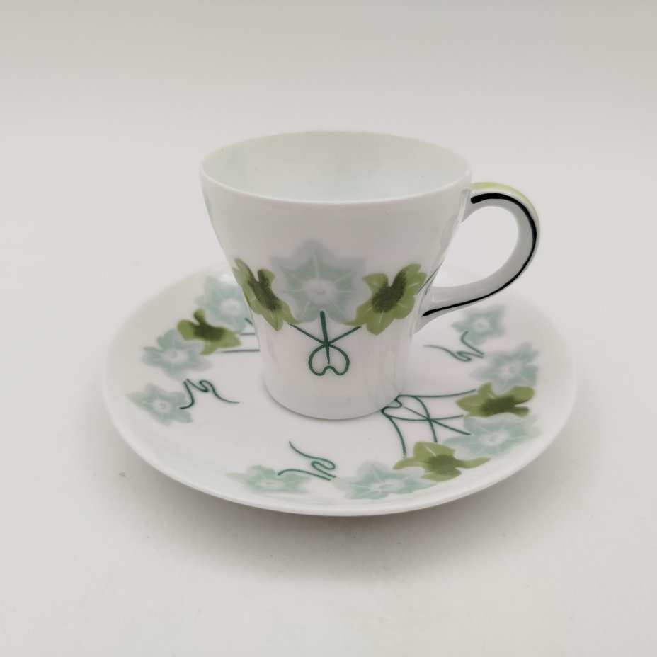 Пара кофейная изящной формы с растительным декором в стиле модерн, Rosenthal (Розенталь)