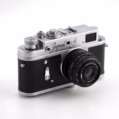 Фотоаппарат "Зоркий 4" с объективом "Индустар 50" в родном кофре, Красногорский механический завод (КМЗ)