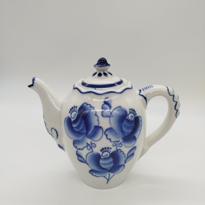 Чайник заварочный, фарфор, роспись, Объединение «Гжель», СССР, 1972-1986 гг.