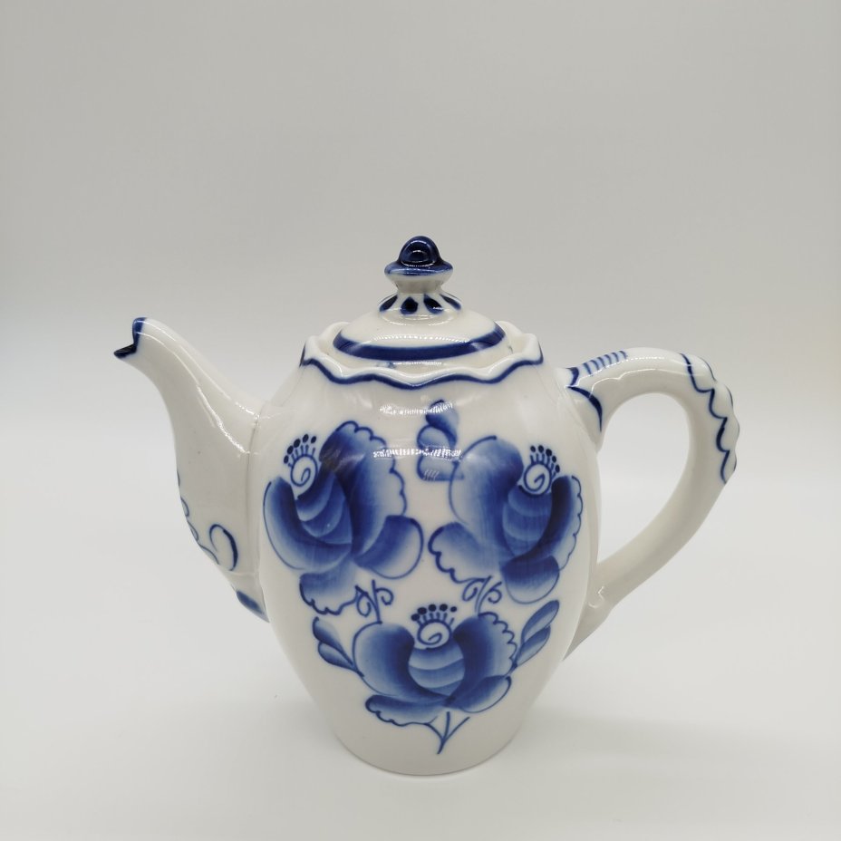 Чайник заварочный, фарфор, роспись, Объединение «Гжель», СССР, 1972-1986 гг.