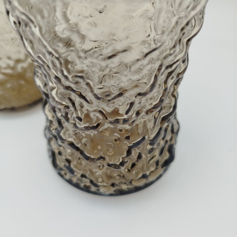 Пара стаканов «Кора» дымчатого оттенка, автор В.С. Мурахвер, цветное стекло, Стеклозавод «Неман», СССР, 1960-1980 гг.