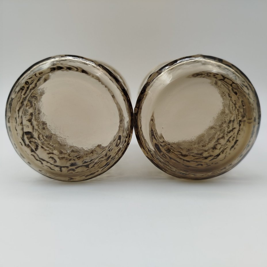 Пара стаканов «Кора» дымчатого оттенка, автор В.С. Мурахвер, цветное стекло, Стеклозавод «Неман», СССР, 1960-1980 гг.