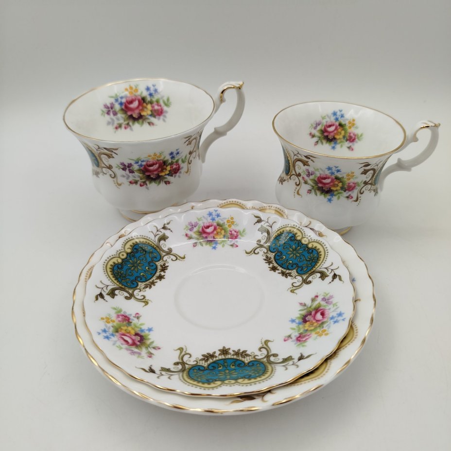 Набор из чайной и кофейной пары с цветочным декором, серия "Berkeley", Royal Albert