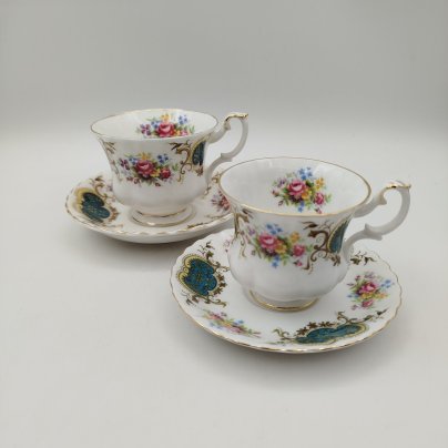 Набор из чайной и кофейной пары с цветочным декором, серия "Berkeley", Royal Albert