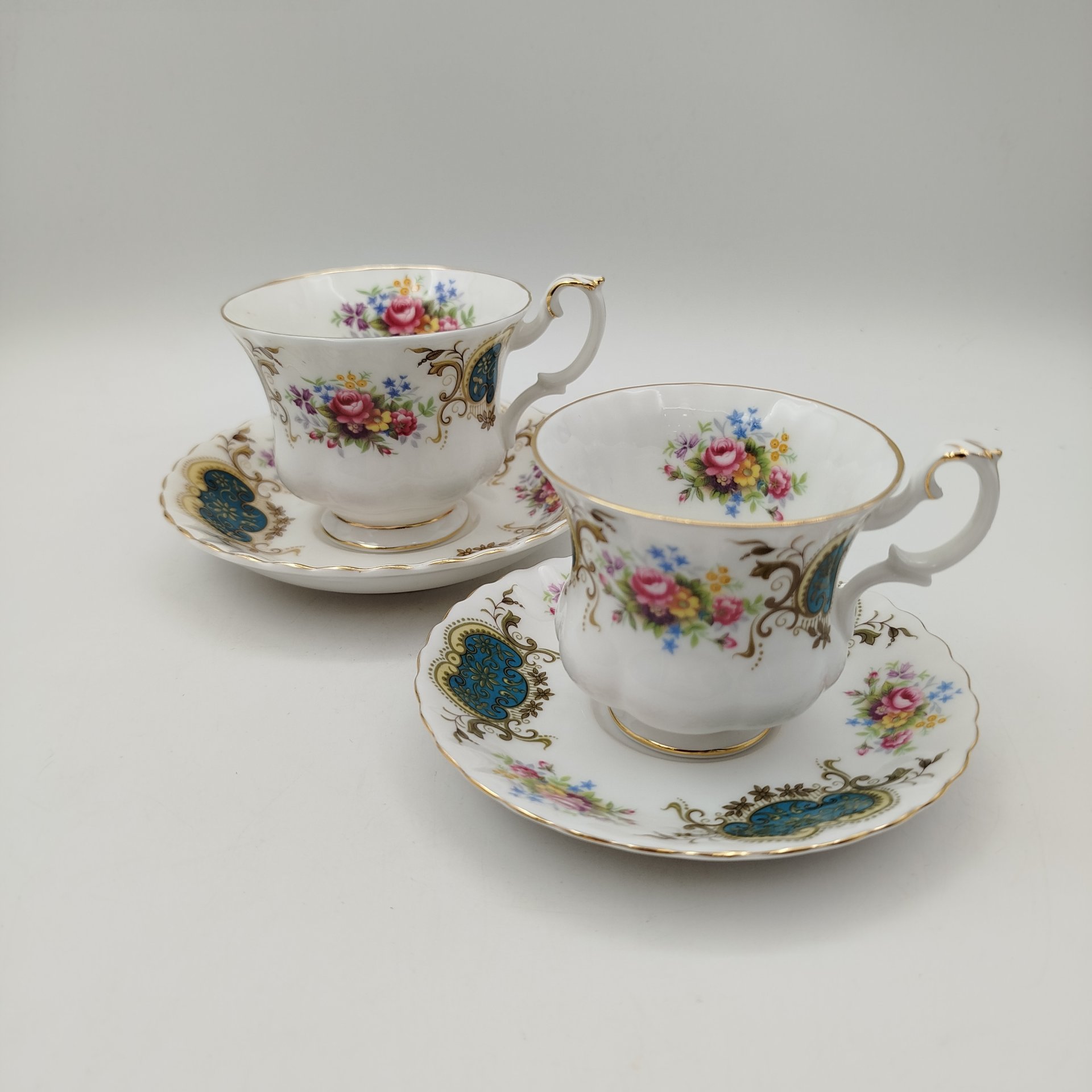 Набор из чайной и кофейной пары с цветочным декором, серия "Berkeley", Royal Albert