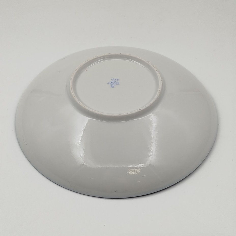 Сухарница кобальтового цвета с орнаментальным декором, фарфор, крытье, золочение, Ленинградский фарфоровый завод (ЛФЗ), СССР, 1960-1970 гг.