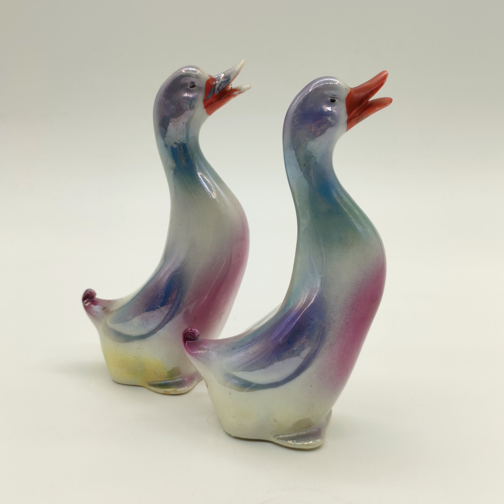 Пара статуэток "Гуси", фарфор, люстр, роспись, СССР, 1970-1990 гг.