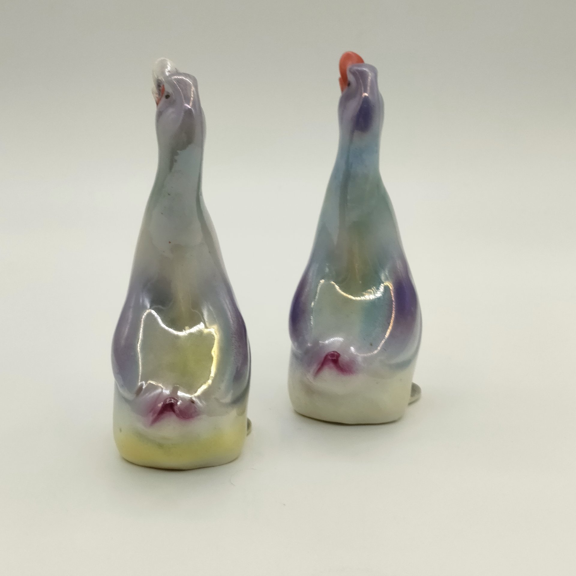Пара статуэток "Гуси", фарфор, люстр, роспись, СССР, 1970-1990 гг.