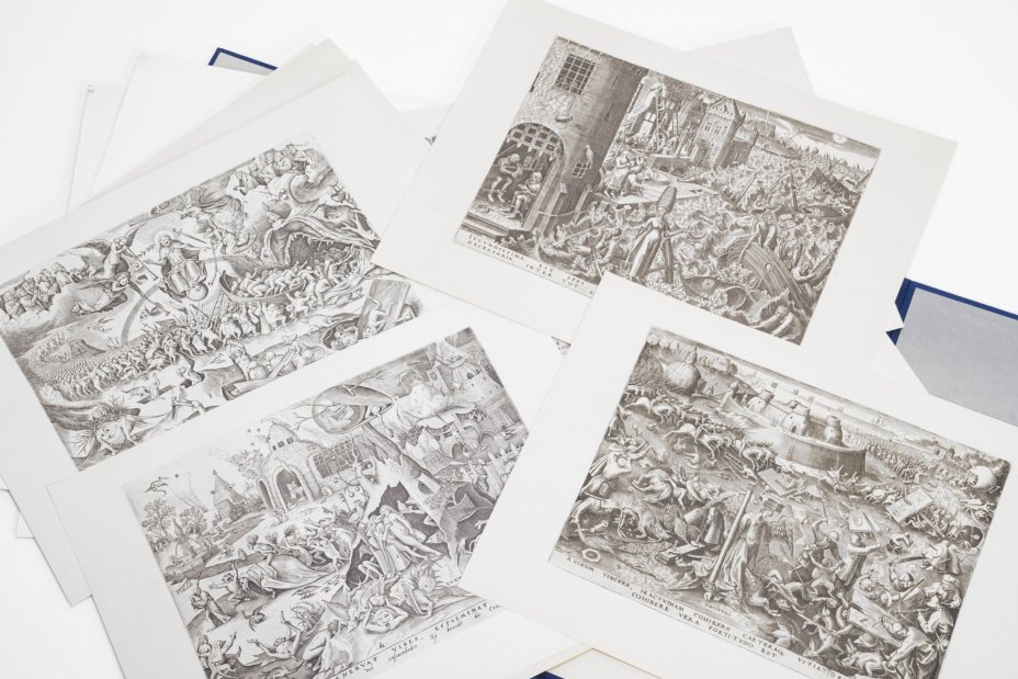 Книга "Sins And Virtues By Pieter Bruegel The Elder", Питер Брейгель Старший ("Грехи" и "Добродетели"), комплект  из 16 факсимильных репродукций, Издательство «Аврора»
