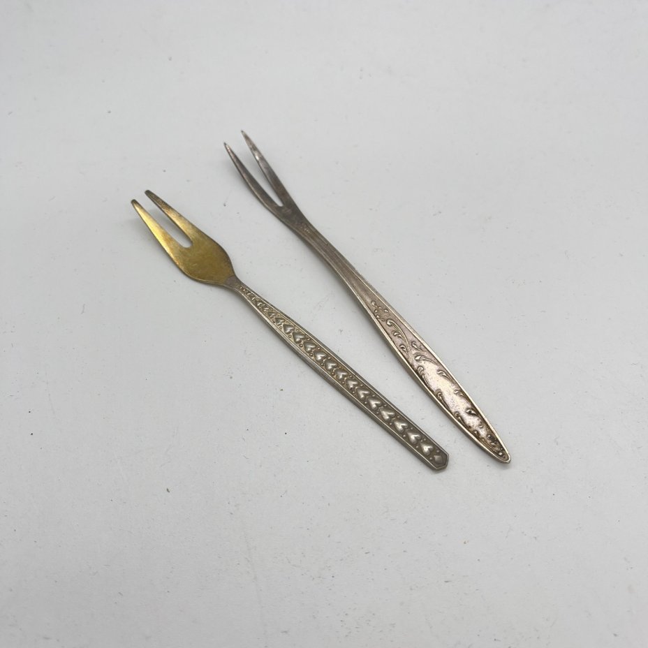 Набор из 2 вилок для лимона (подбор), мельхиор (медь-никель), СССР, 1960-1980 гг.
