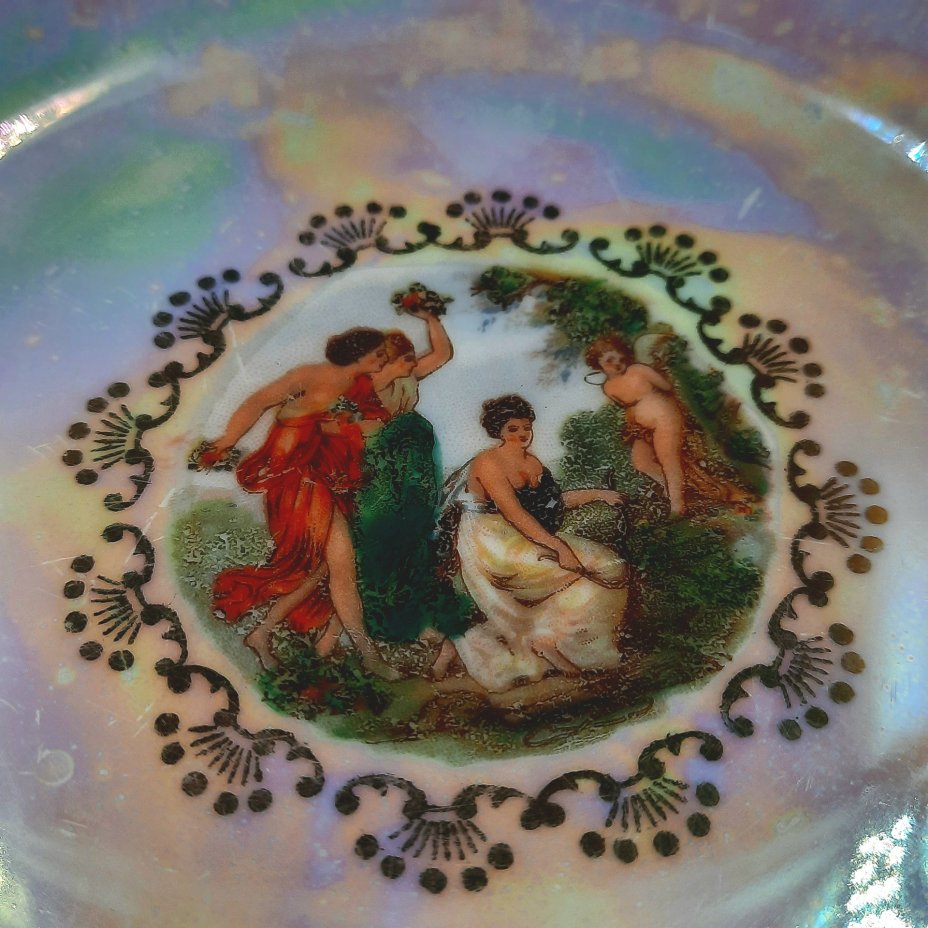 Набор из пяти десертных тарелок "Мадонна", фарфор, деколь, люстр, золочение, Fortuna Eisenberg, Германия, 1960-1973 гг.