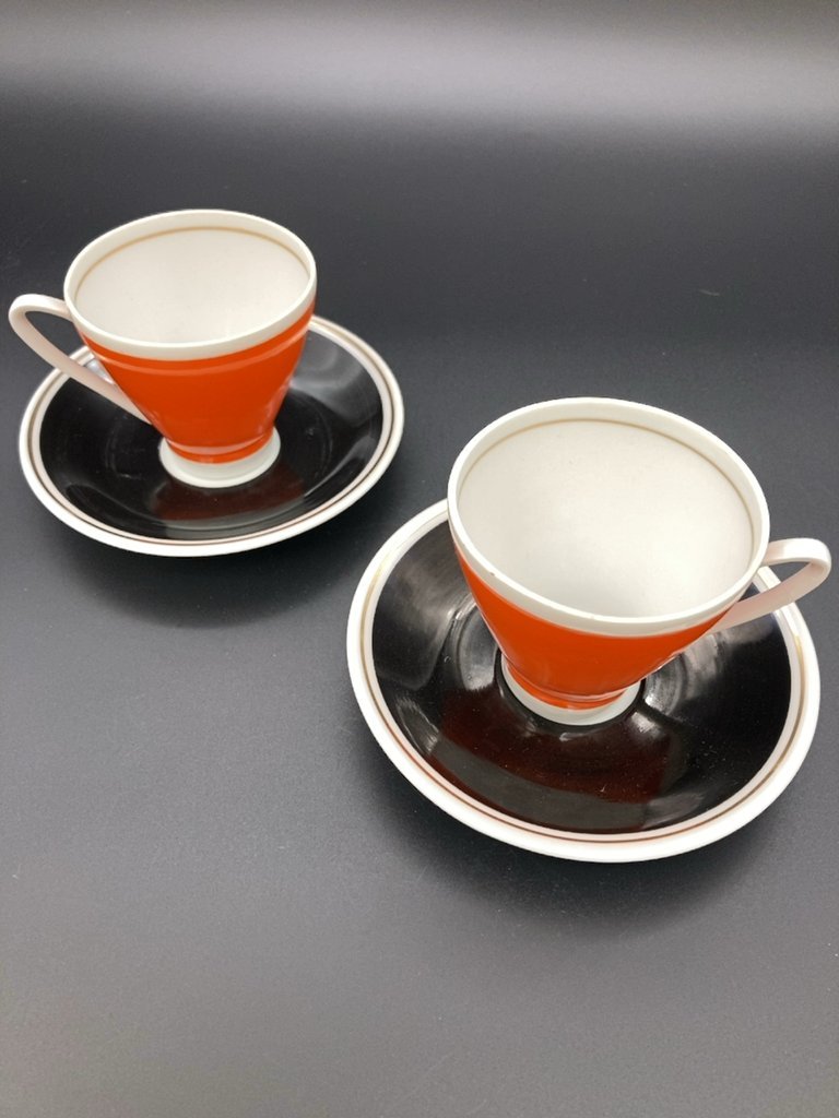 Набор из 2 кофейных пар, Freiberger Porzellan, ГДР, Freiberger Porzellan