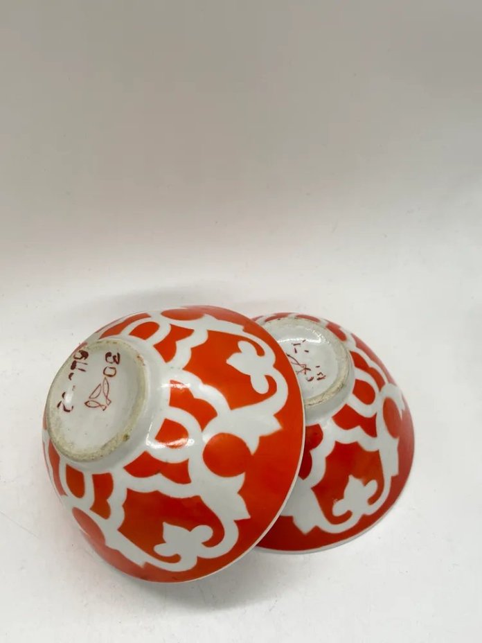 Креманки с орнаментальным декором 2 шт., фарфор, деколь, Первомайский фарфоровый завод (Песочное), СССР, 1980 г.