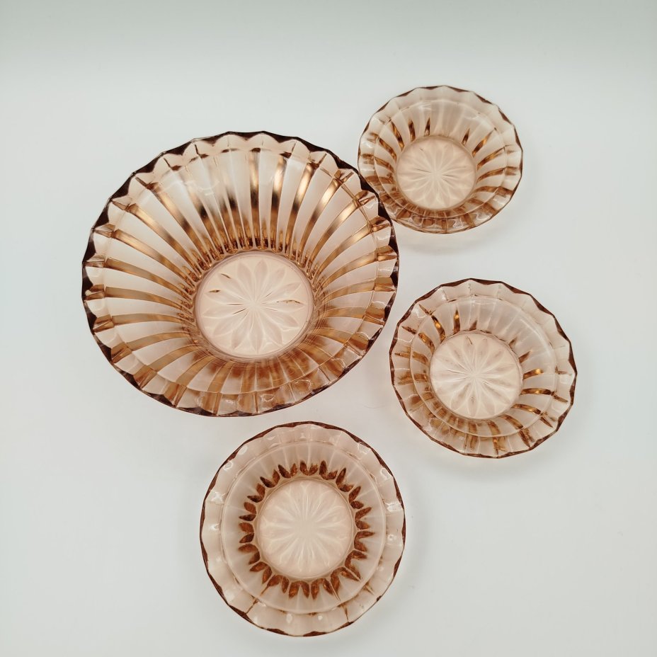 Набор розеток для подачи варенья карамельного оттенка (4 шт.), Запрудненский завод электровакуумных приборов