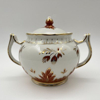 Сахарница из сервиза "Барбарис", фарфор, роспись, золочение, Дмитровский фарфоровый завод (ДФЗ Вербилки), СССР, 1954-1965 гг.