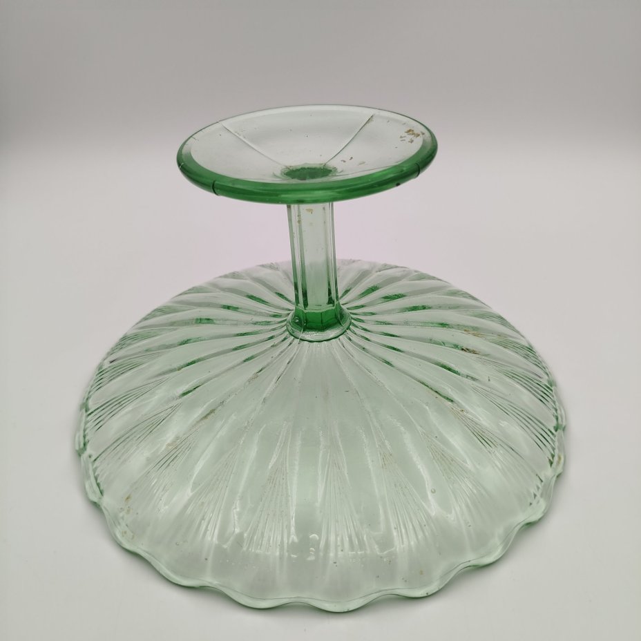 Конфетница (фруктовница) зеленого оттенка, стекло, СССР, 1950-1980 гг.