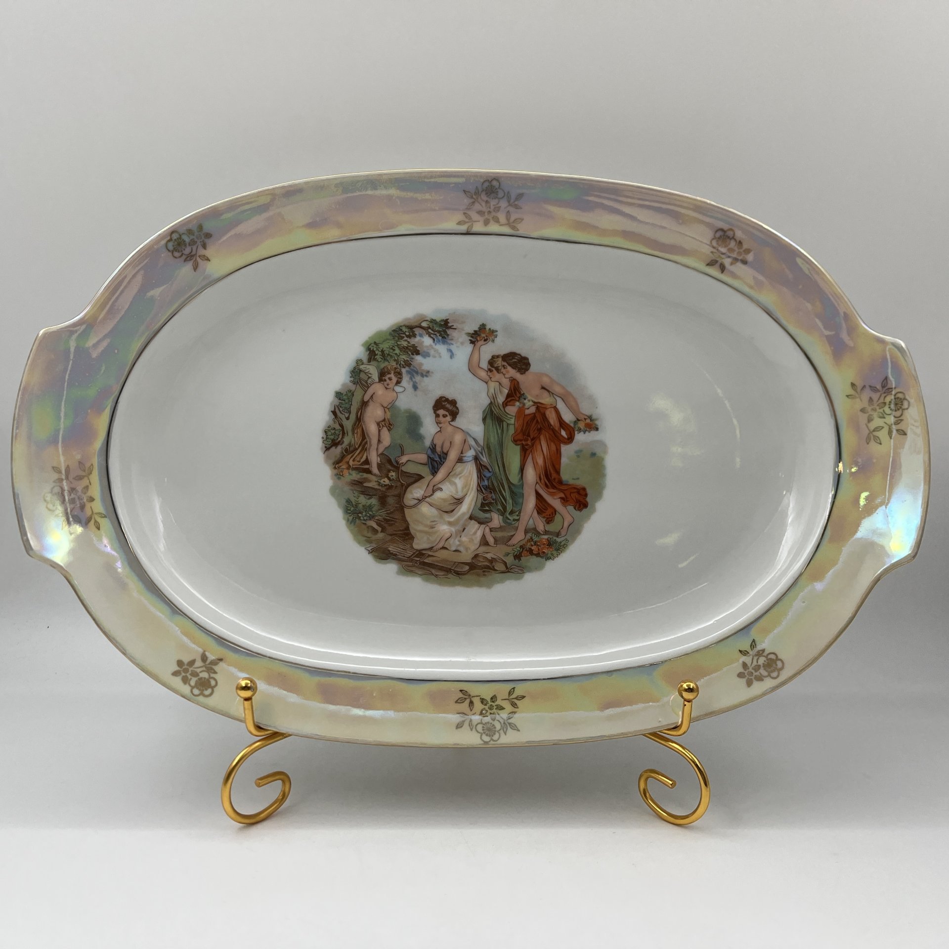 Блюдо "Мадонна", фарфор, деколь, люстр, золочение, Kahla, ГДР, 1960-1990 гг.