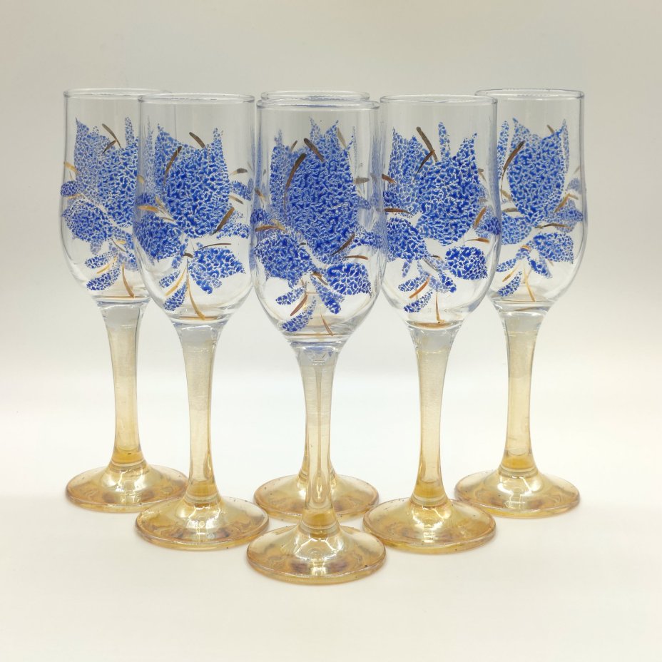 Набор из 6-ти свадебных бокалов с растительным декором