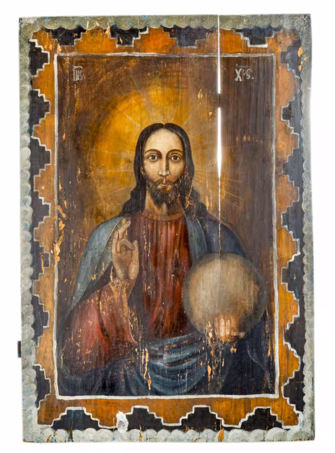 Икона "Господь Вседержитель", дерево, темпера, Российская Империя, 1850-1900 гг.