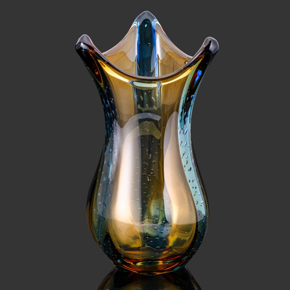 Ваза, стекло, гутная техника, бульгазе, Чехословакия, 1960-1980 гг.
