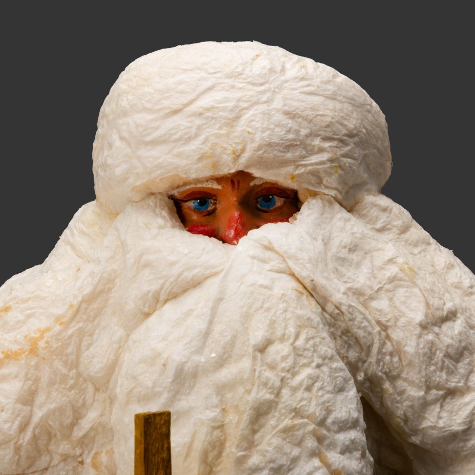 Фигура (игрушка) подставная под ёлку "Дед Мороз", г. Горький, вата, бумага, роспись, ткань, дерево, Артель «Детская игрушка», СССР, 1940-1950 гг.