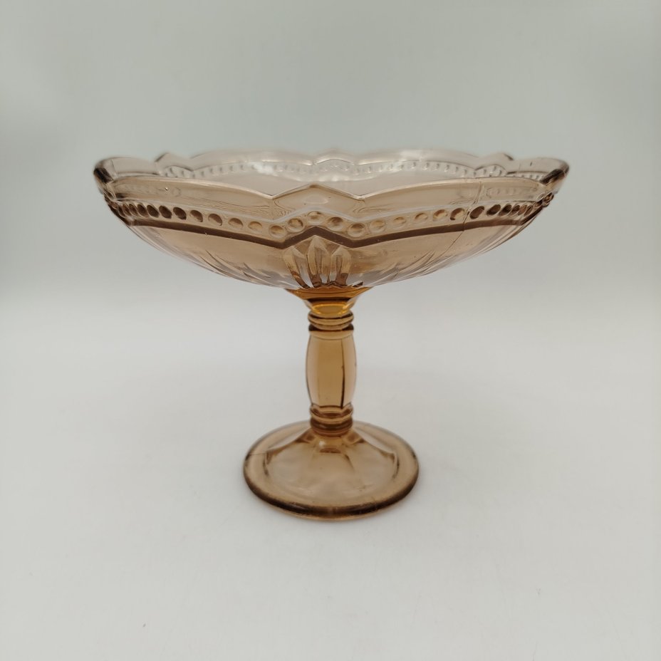 Ваза на ножке (конфетница), стекло, пресс, СССР, 1970-1990 гг.