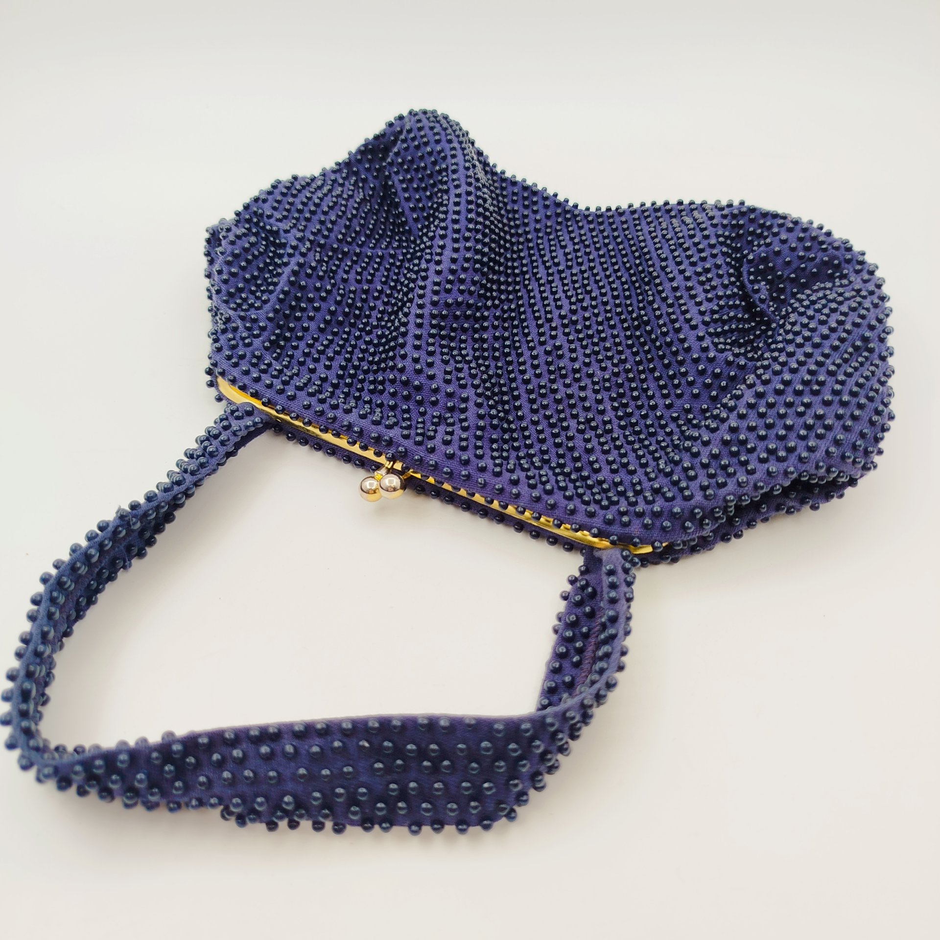 Сумочка дамская винтажная темно-синего цвета, с фермуаром (внутри штамп)