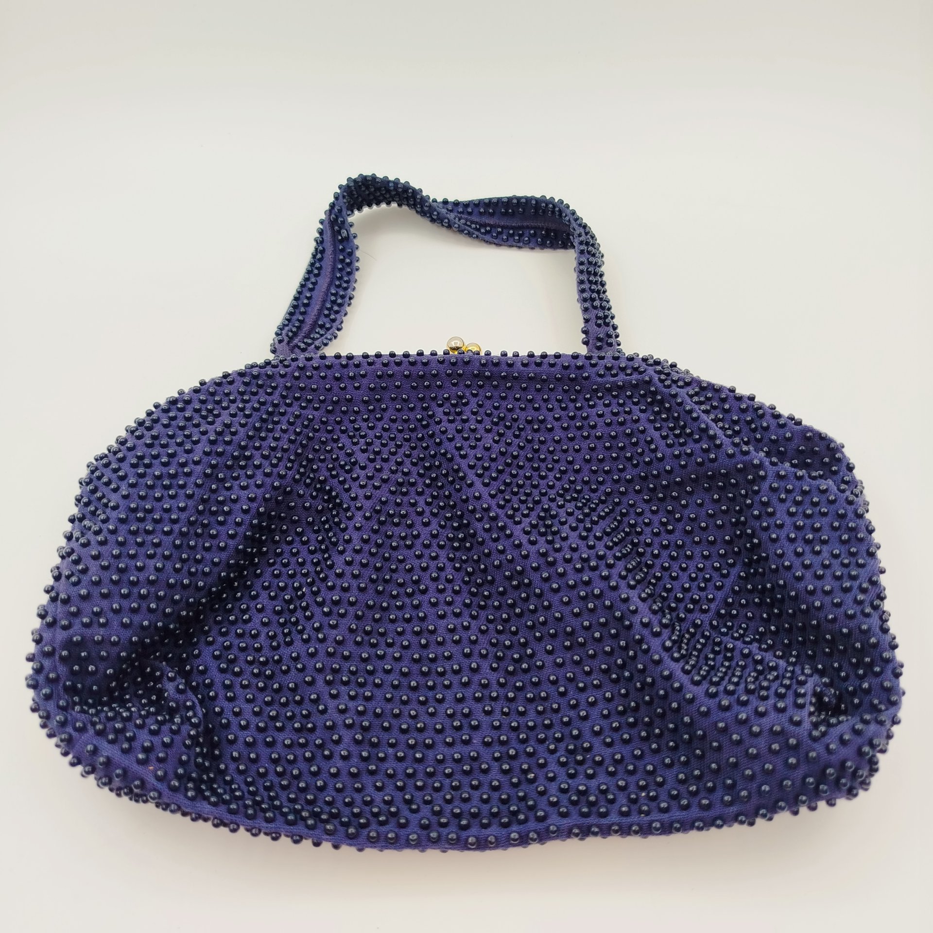 Сумочка дамская винтажная темно-синего цвета, с фермуаром (внутри штамп)