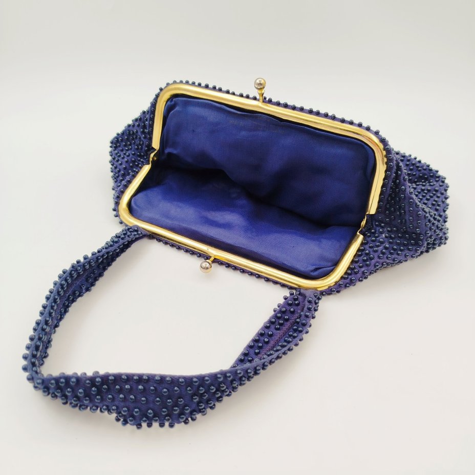 Сумочка дамская винтажная темно-синего цвета, с фермуаром (внутри штамп)