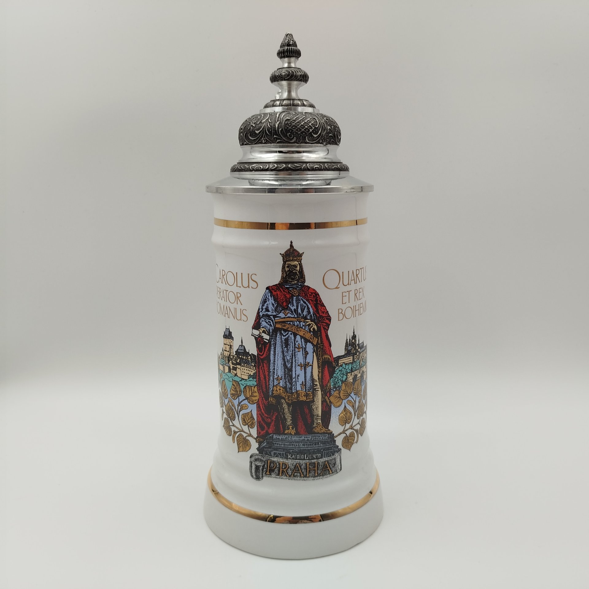 Кружка пивная "Карл IV Люксембургский", BM & MM, фарфор, металл, деколь, золочение, Чехословакия, 1970-1990 гг.