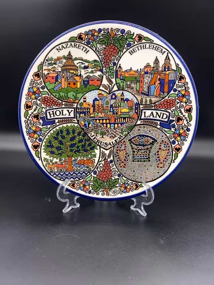 Сувенирная настенная тарелка "Иерусалим. Jerusalem. Nazareth. Bethlehem. Holy land"