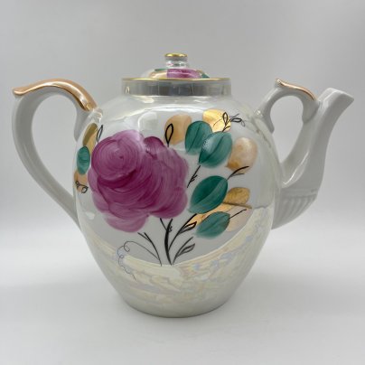 Чайник доливной "Роза", фарфор, люстр, роспись, золочение, Дулевский фарфоровый завод (Дулёво), СССР, 1968-1991 гг.