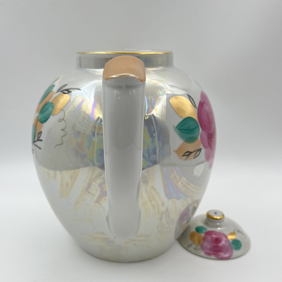 Чайник доливной "Роза", фарфор, люстр, роспись, золочение, Дулевский фарфоровый завод (Дулёво), СССР, 1968-1991 гг.