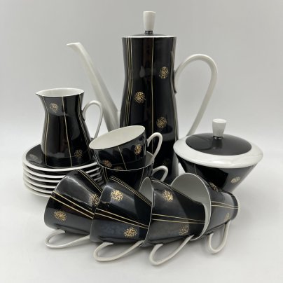 Сервиз кофейный c минималистичным декором на 6 персон (15 предметов)